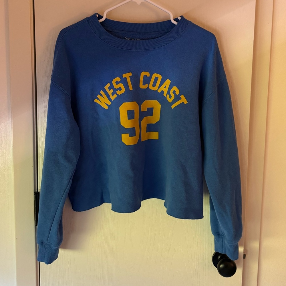 Cropped fleece crew neck sweatshirt